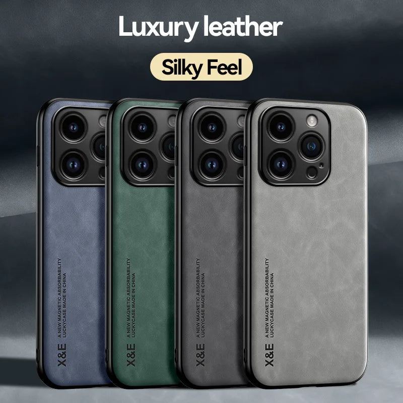 Magnetic Sheepskin Leather iPhone Case